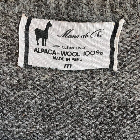 VTG Medium Handmade Peru Alpaca Wool Sweater Vest Llama Snowflake Ethnic Boho - Picture 2 of 10